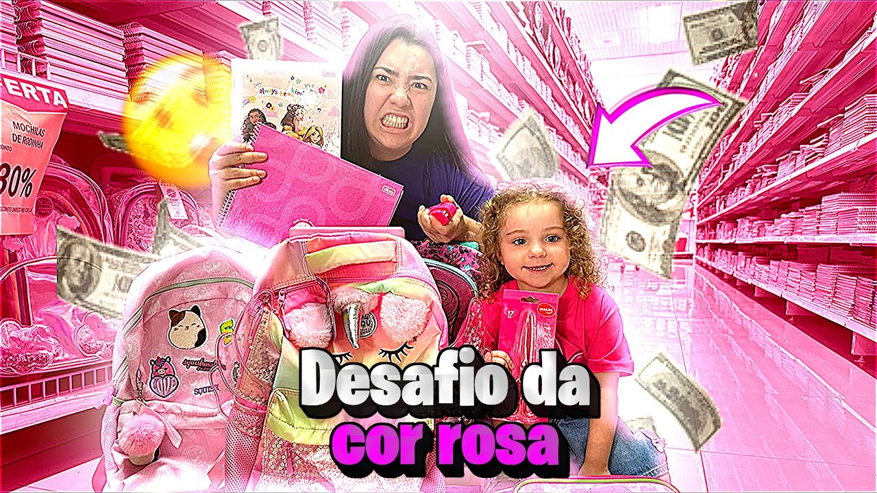 COMPREI TUDO que a DIVA ENCOSTOU NA COR ROSA na PAPELARIA