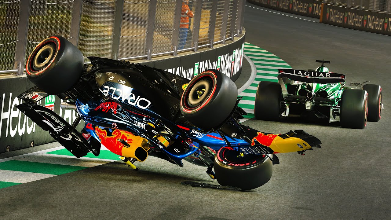 I had the CRAZIEST UPSIDE DOWN CRASH with AI on this game so far... in F1 25 My Team
