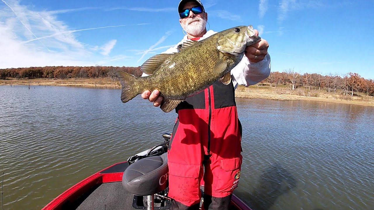 Huge Smallmouth Bass Skiatook Lake Oklahoma-Late Fall