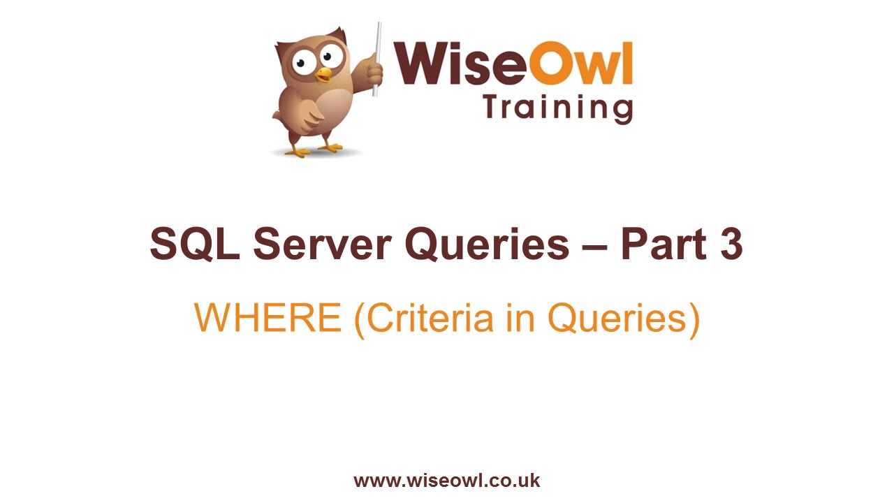 SQL Server Queries Part 3 - WHERE (Criteria in Queries)