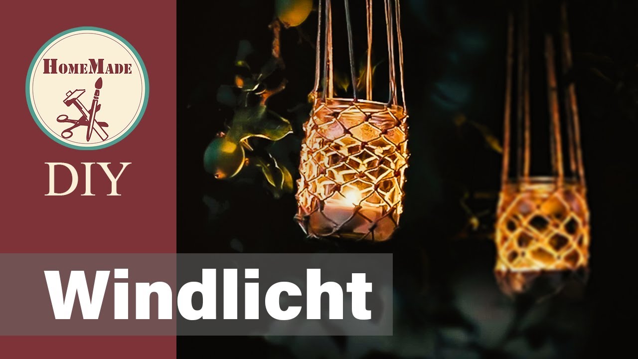 DIY | Windlichter aus Paketschnur und Gurkenglas selber machen |   Makramee | Hanging Lantern
