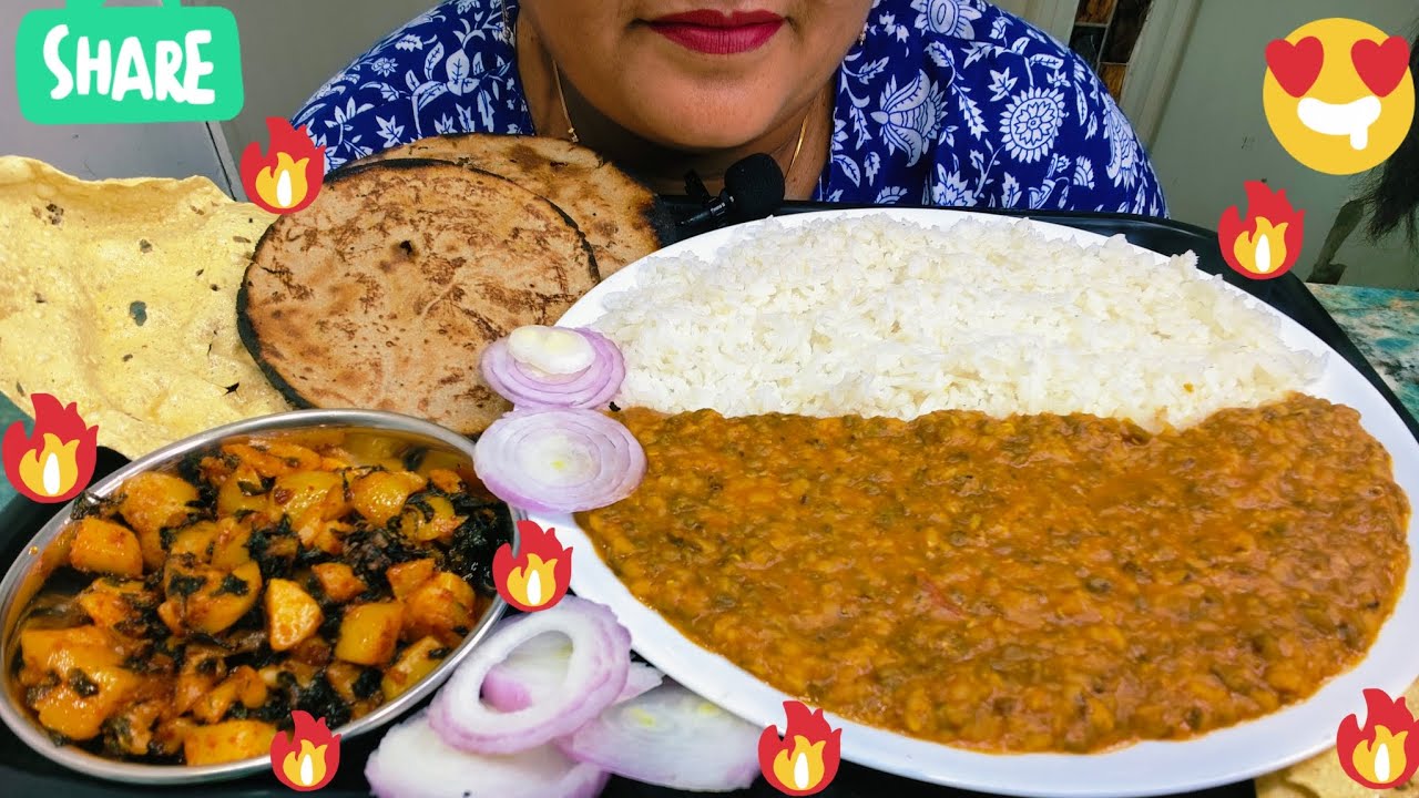 ASMR: EATING DAL MAKHNI,AALOO METHI,BAJRA ROTI&SALAD🔥#asmr#food#mukbang#asmreating#viralfood#viral 
