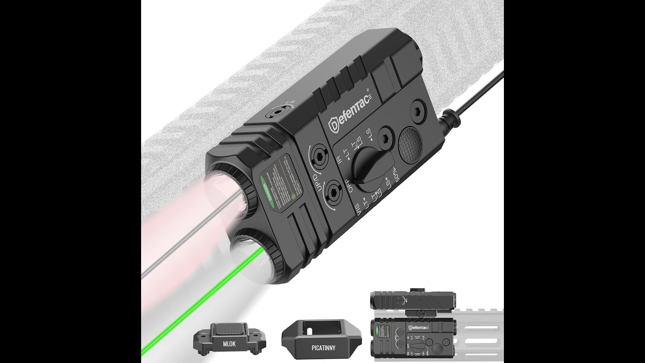 DEFENTAC Mlok and Picatinny Mounted Green/IR Laser and White/Infrared Flashlight Combo (4-in-1)