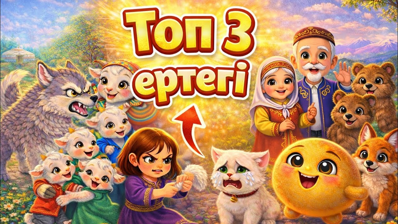 Топ 3 ертегі😍|Жеті лақ ертегісі|Бауырсақ ертегісі|Мақта қыз бен мысық ертегісі|Қазақша мультфильм 