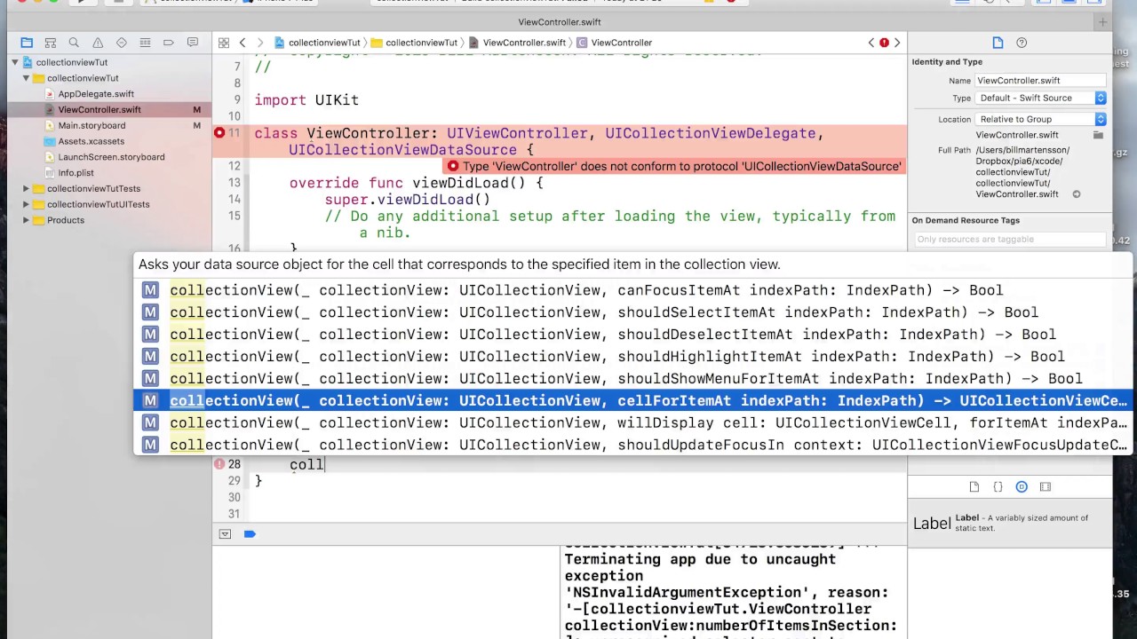 Xcode CollectionView tutorial for beginners part 1/2