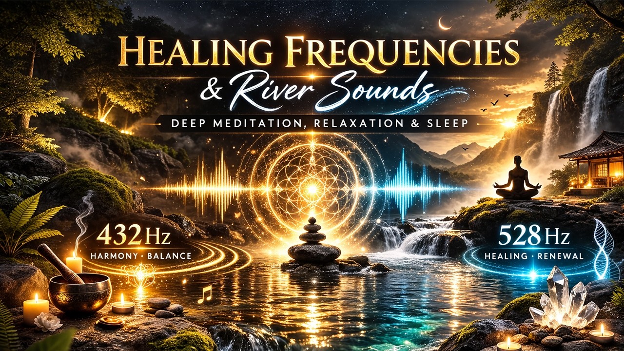 432Hz & 528Hz Healing Frequencies with River Sounds | Deep Meditation & Sleep