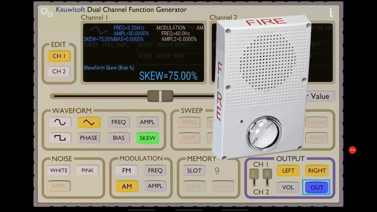 Outdoor EST Genesis horn sound from a function generator