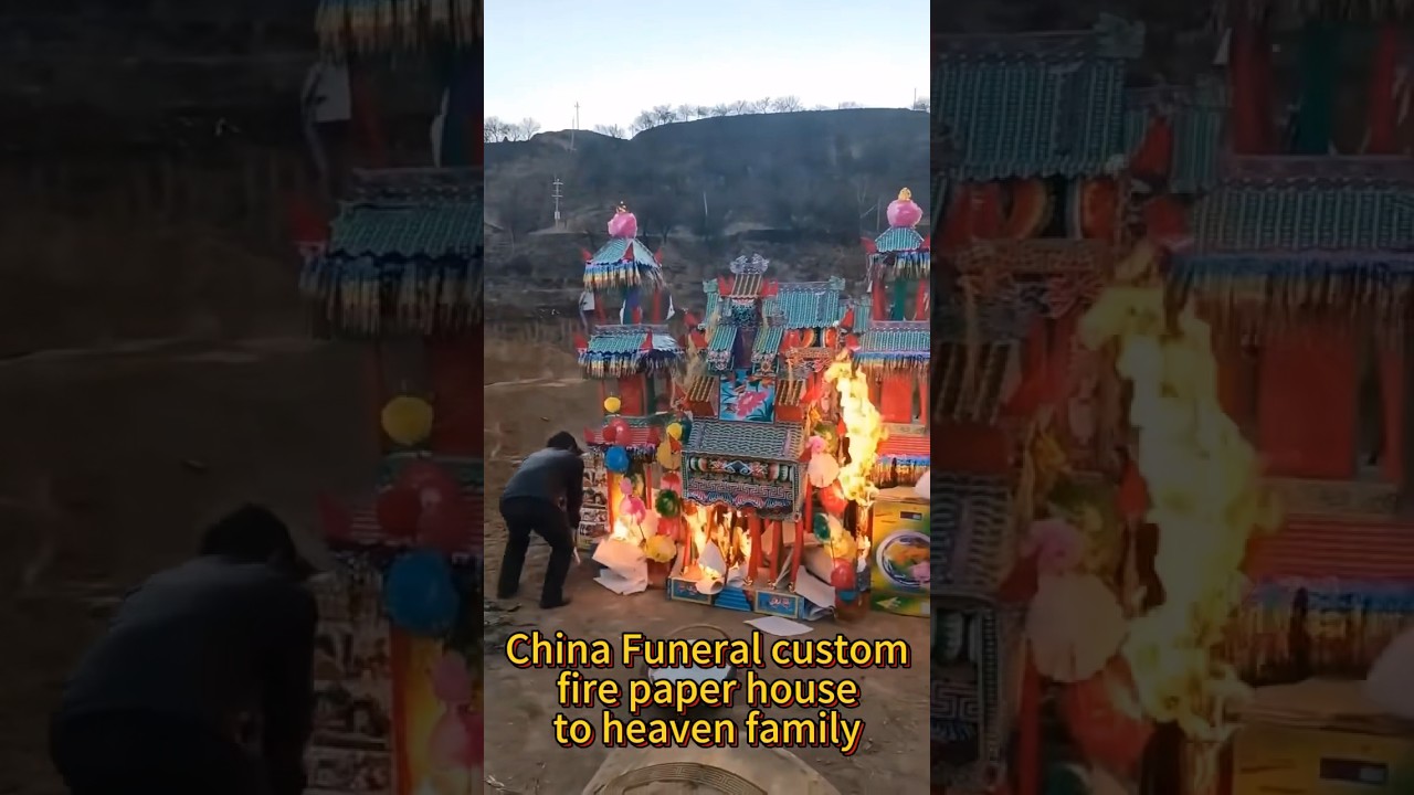 China funeral custom,fire paper house to their death family #china #chinalife #chinaculture