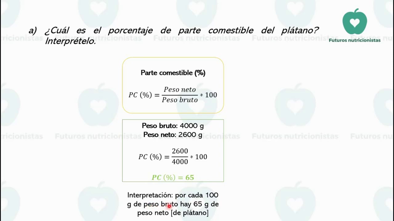 Factor de corrección de los alimentos