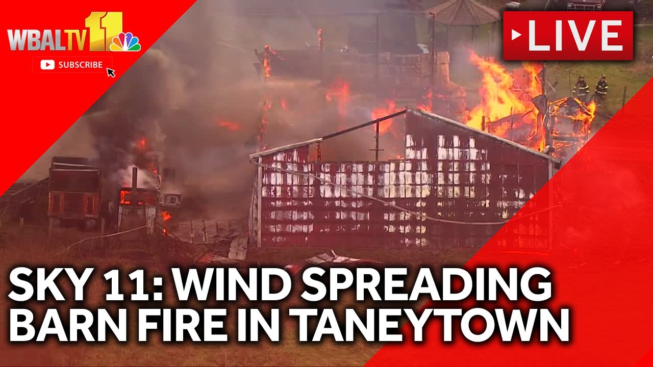 LIVE: SKY 11 is over a barn fire in Taneytown | wbaltv.com
