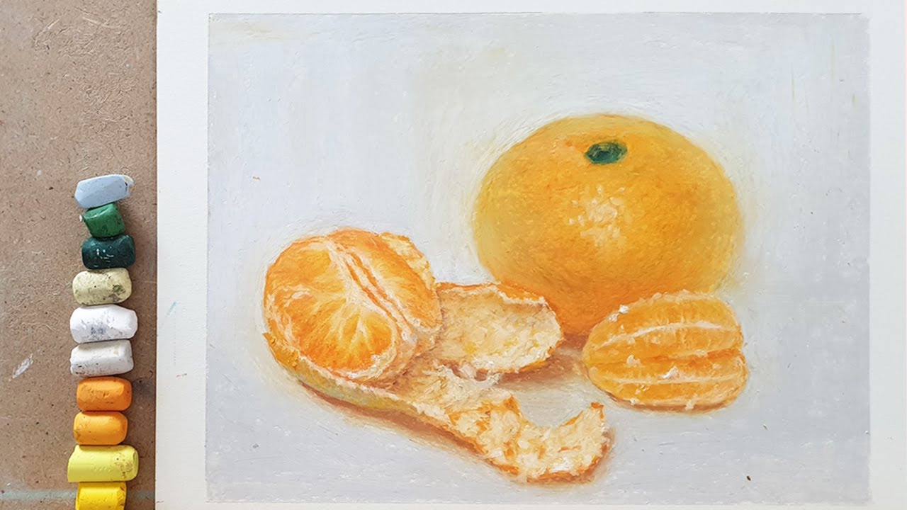 오일파스텔 드로잉 / 귤 그리기 / Oil pastel / Drawing tangerines / still life / MUNGYO