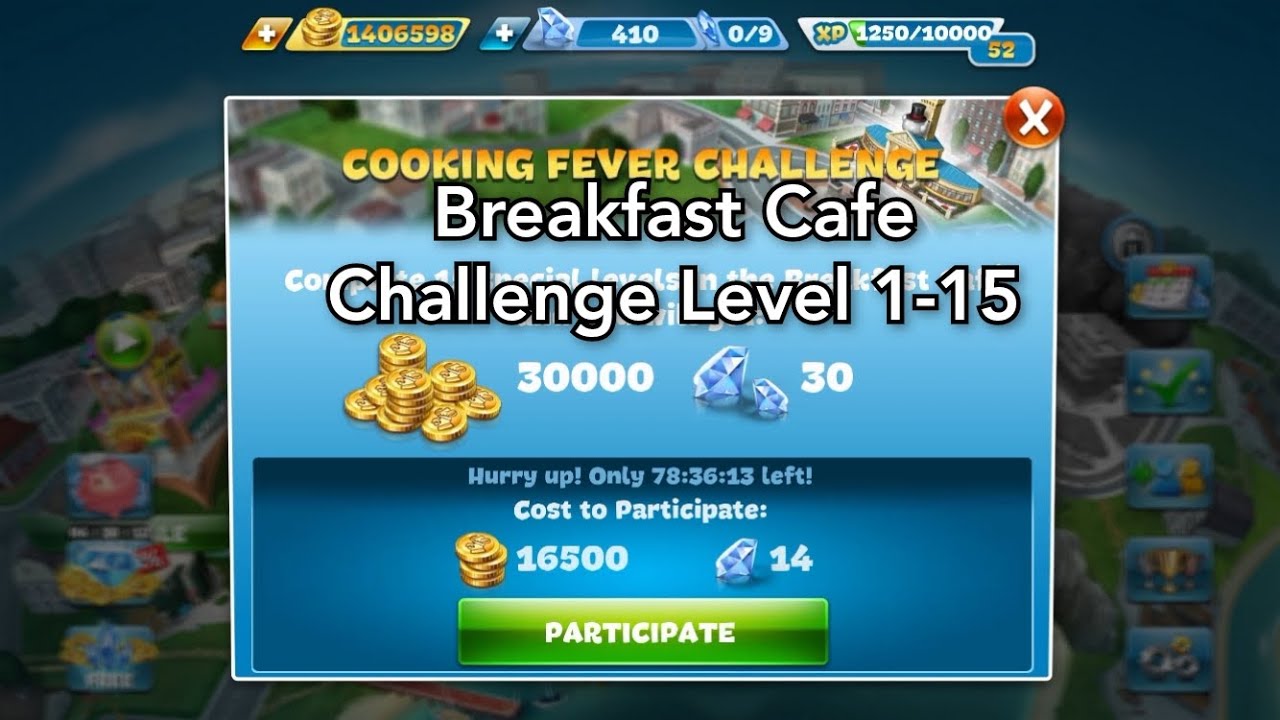 Cooking Fever Challenge - Breakfast Cafe Level 1-15
