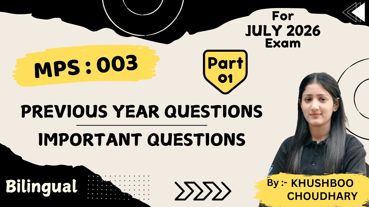 MPS-003 l July 2026 l PYQ & Important Question l Part-01 l Democracy & Development l IGNOU exam