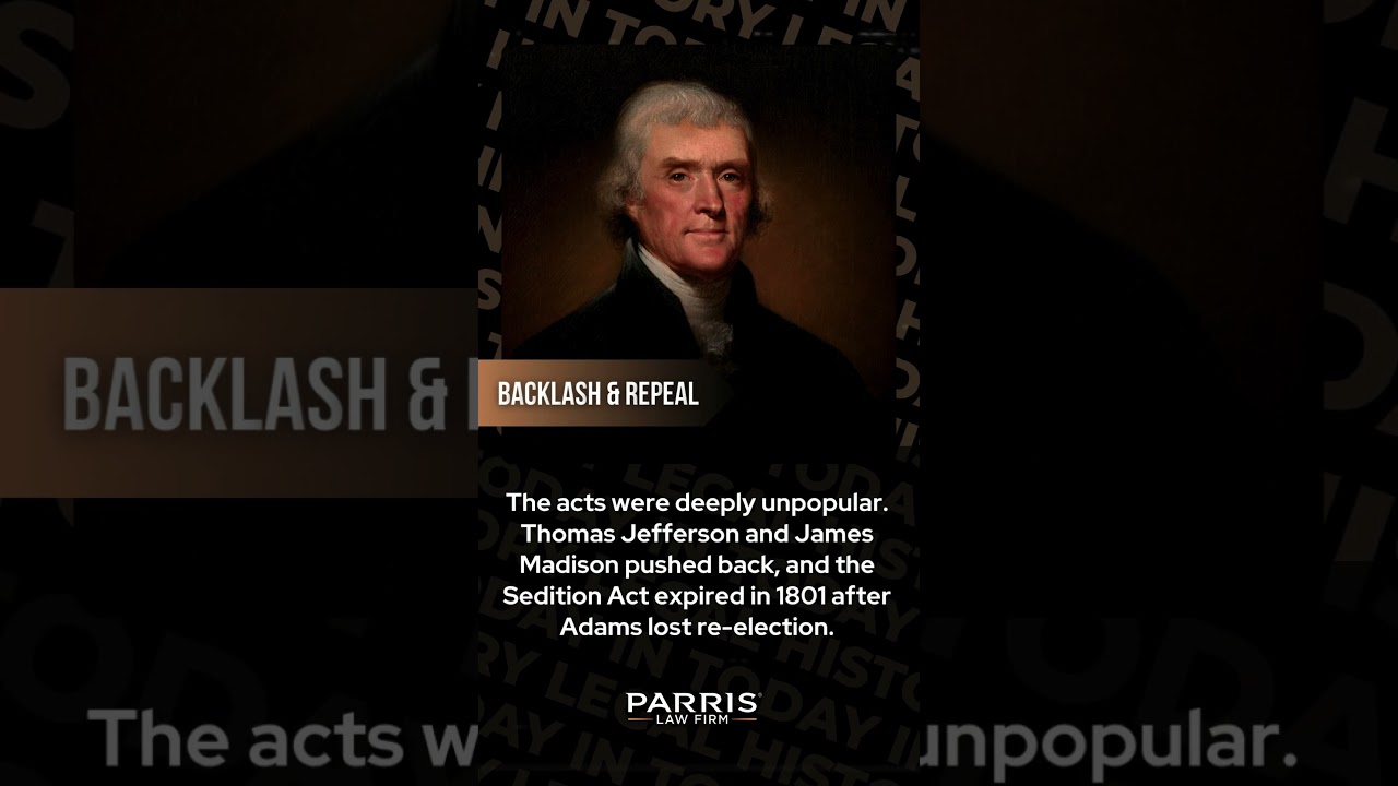 July 14, 1798 - Congress Passes the Alien and Sedition Act | #legalhistory