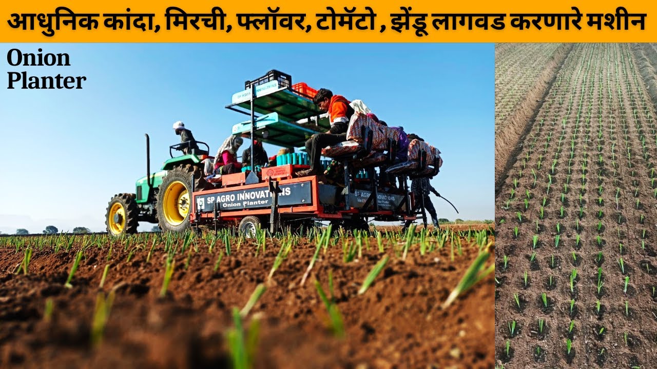 आधुनिक कांदा, मिरची, फ्लॉवर, टोमॅटो , झेंडू लागवड करणारे मशीन | Onion Planting Machine #machine