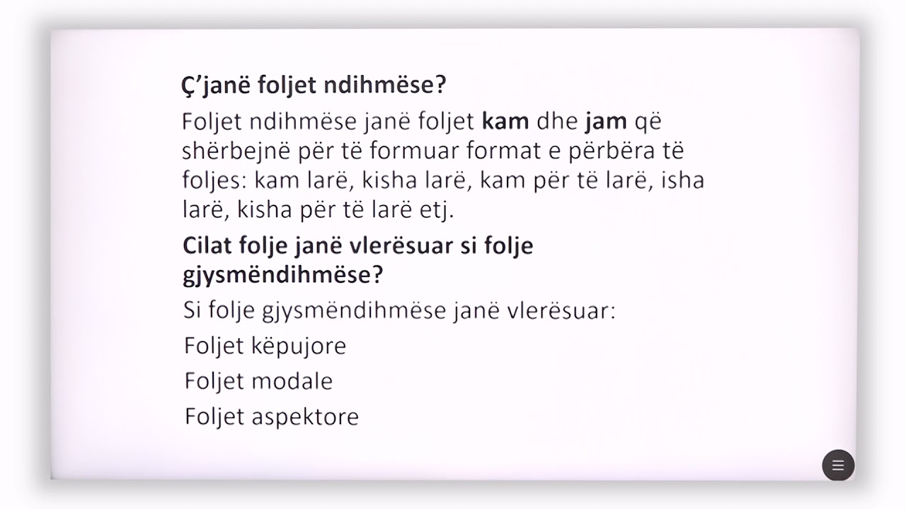6 01 061 - Java e trembëdhjetë - Gjuhë shqipe - llojet e foljeve