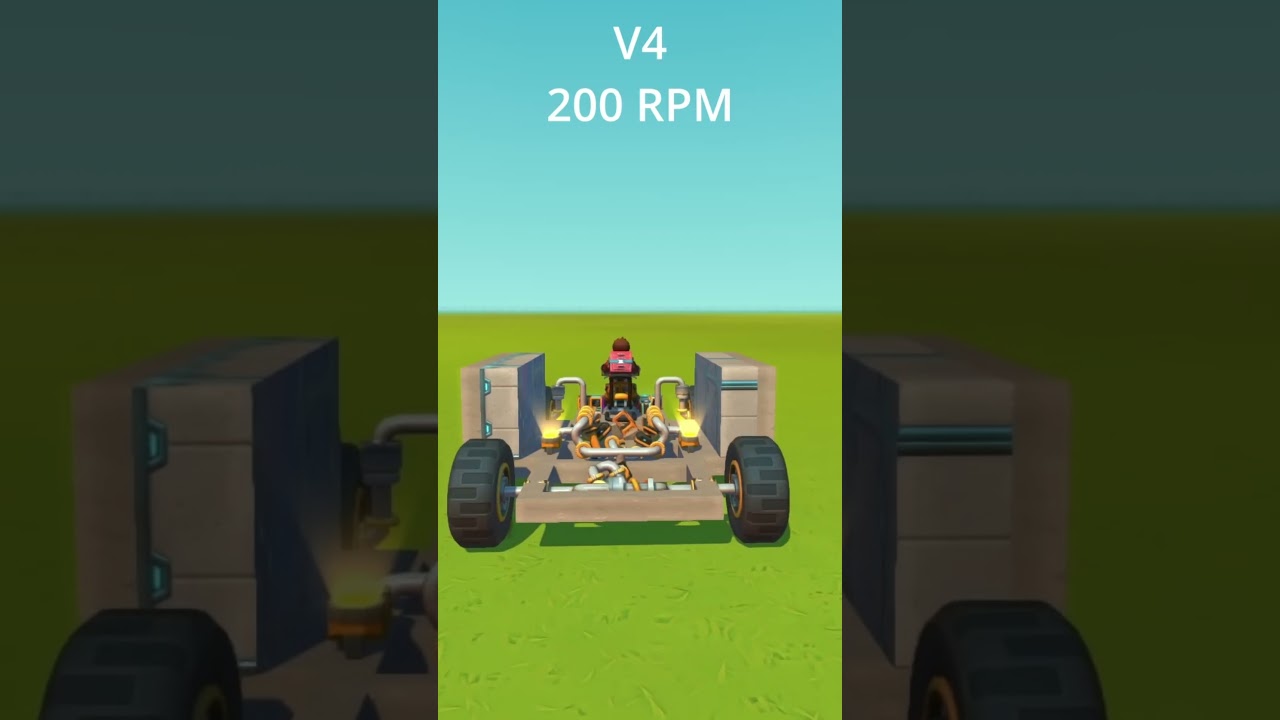 Piston Engines Comparison in Scrap Mechanic (V8, V4, Inline 4, Boxer 6 Cylinder, Boxer 8 Cylinder)