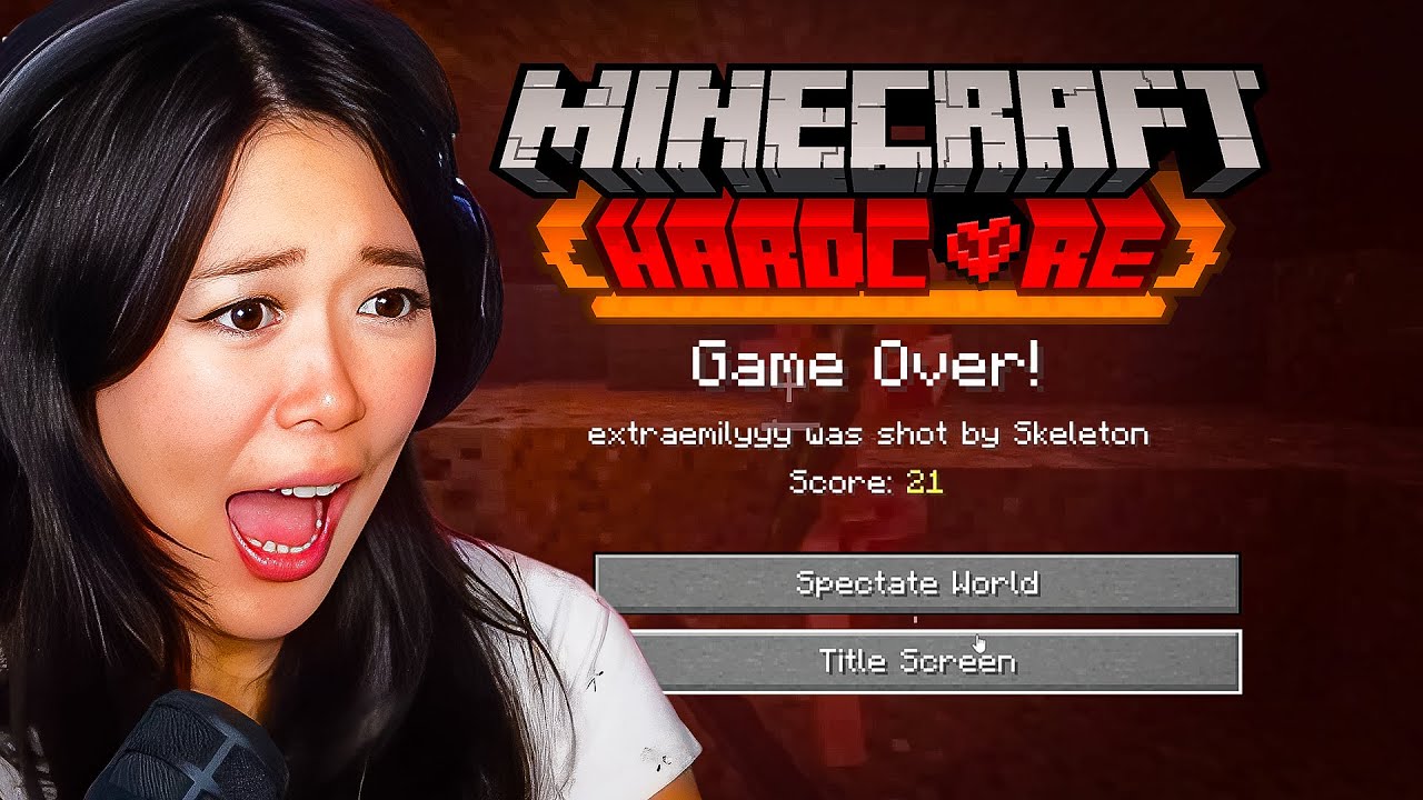 Extra Emily Plays Hardcore Minecraft for the FIRST TIME!