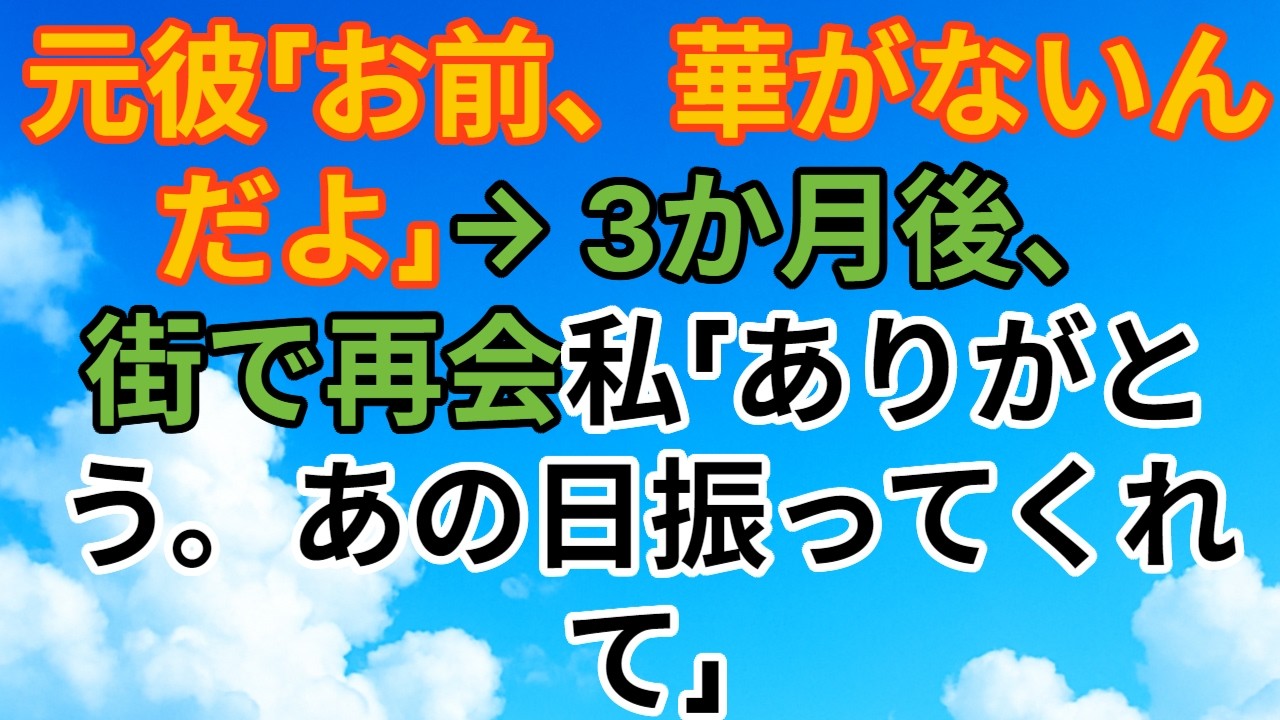 【スカッとする話】「華がない」と振られた私が、3か月後“別人”になって再会した結果…元彼の後悔が止まらない