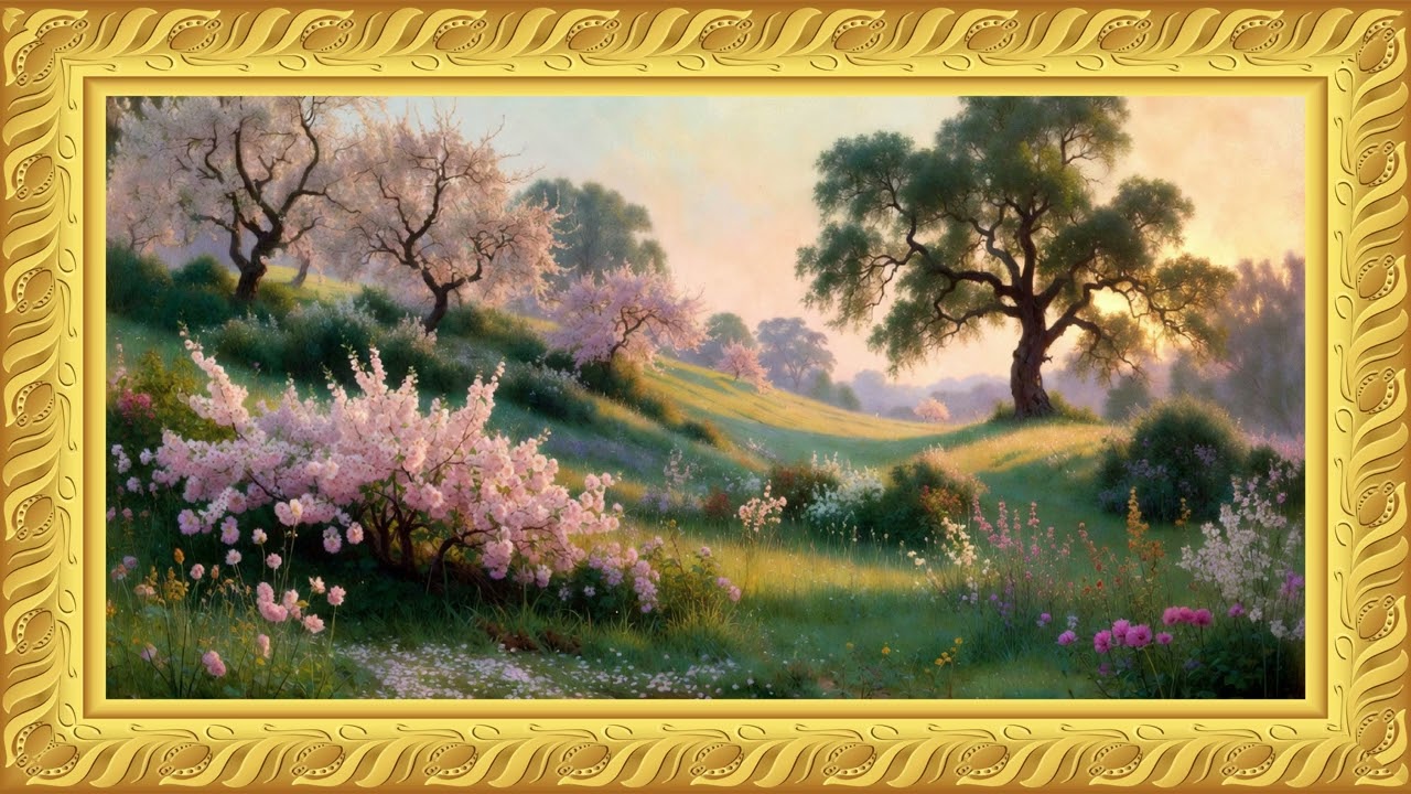 Vintage Beautiful Spring Landscape Painting Tv Frame 4K