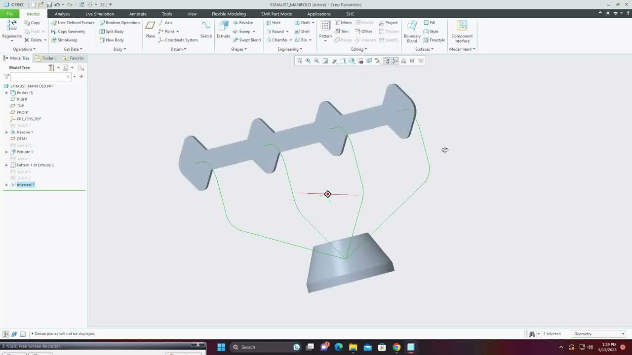 Exhaust Manifold in Creo7 #studentlifemotivation #iticollege #tatatechnologies #3danimation