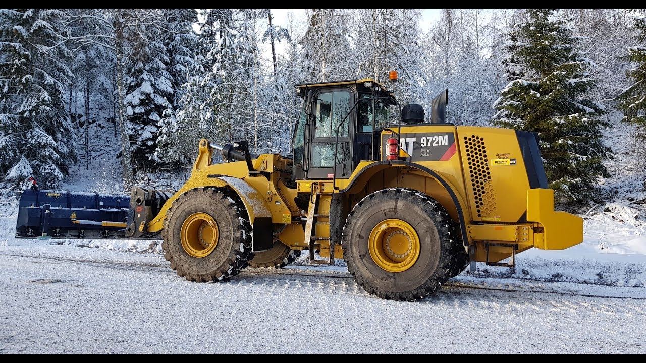 Cat 972m xe Wheel Loaders plowing snow 4Meter Drivex 4k