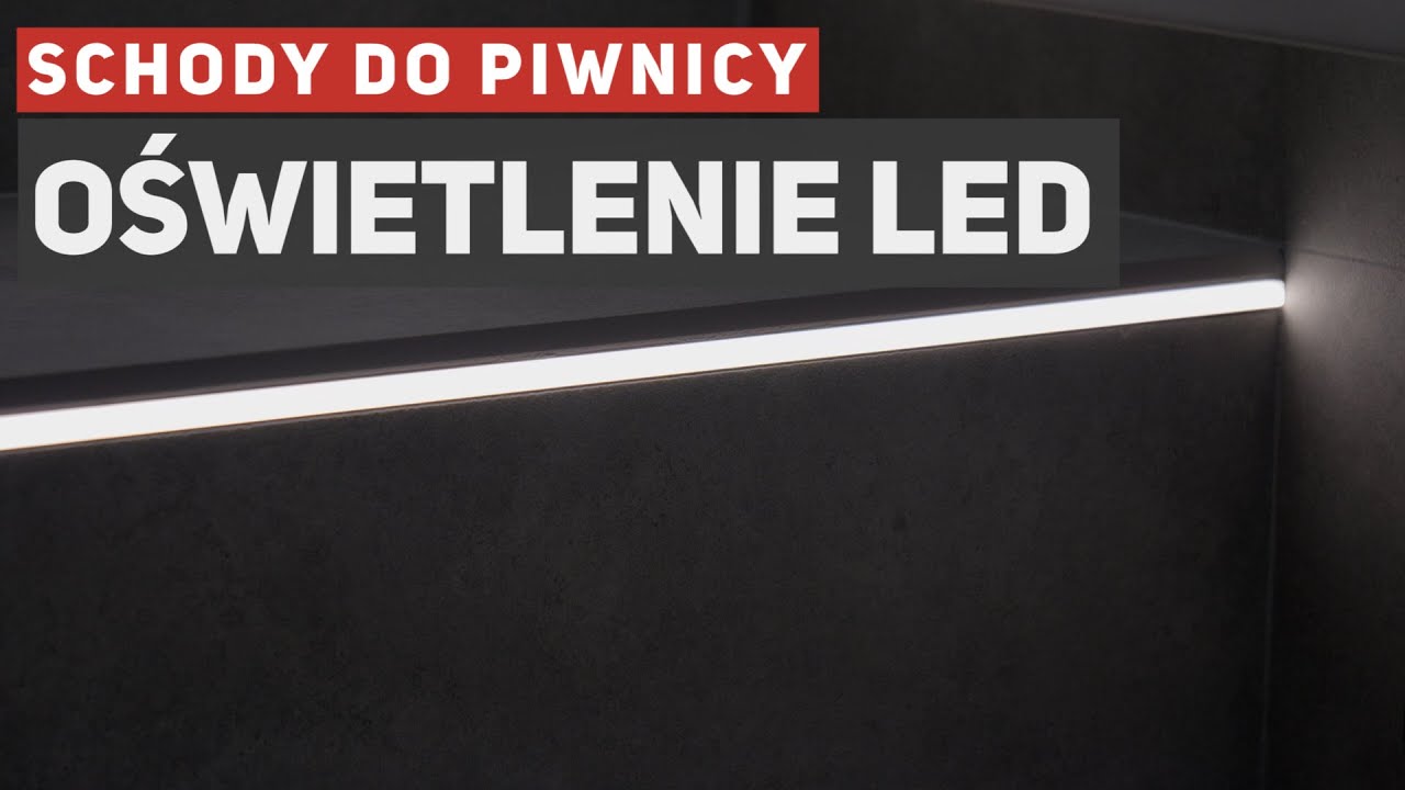 Oświetlenie schod&oacute;w - profile led, montaż włącznika schodowego, cokoły