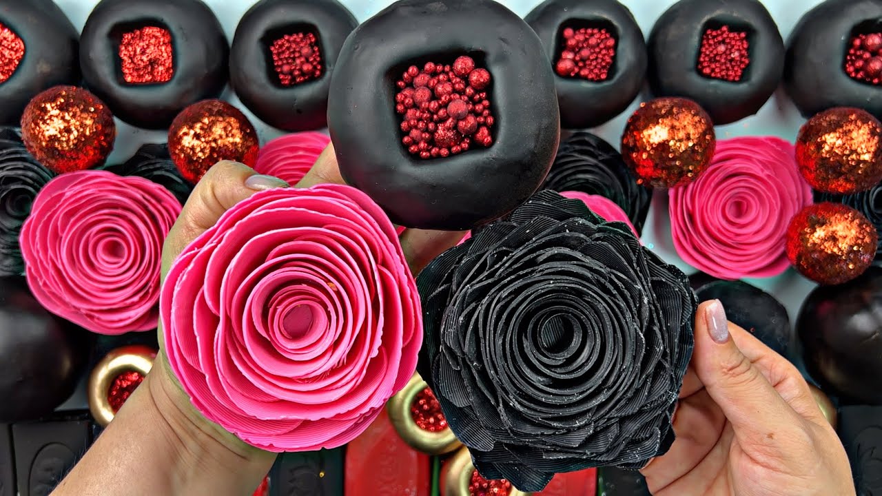 Crushing soap roses 🌹 soap boxes with starch and glitter 🌹clay cracking