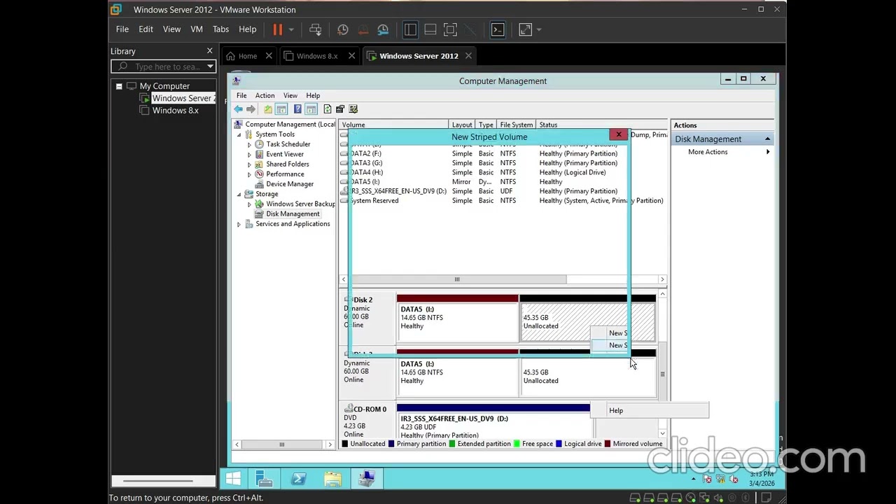 Cấu hình quản lí ổ đĩa, cấu hình RAID 0 , 1 , 5, Cấu hình Redundant Storage Space.