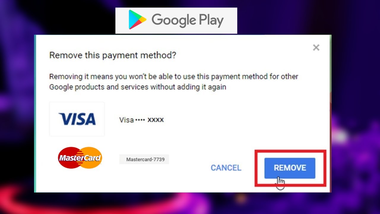 How to Remove Visa Card or Master Card From Google play / Google Account