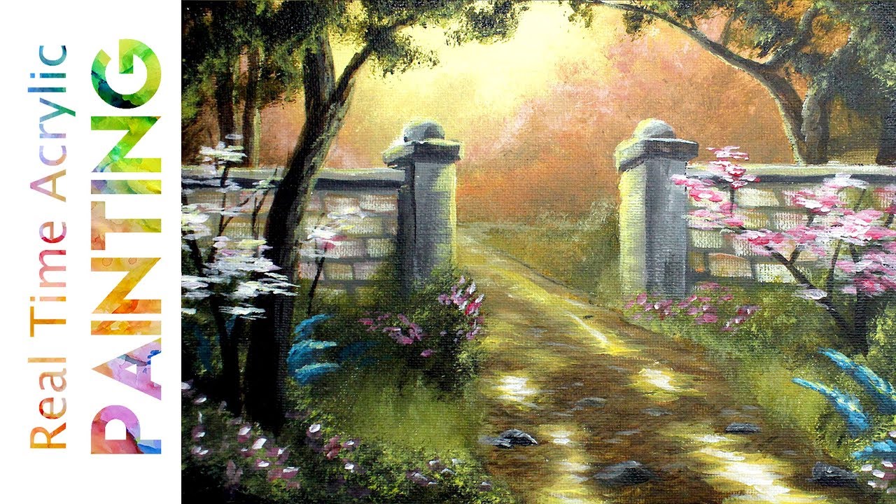 Painting a Summer Garden Pathway in Real Time with Acrylics!