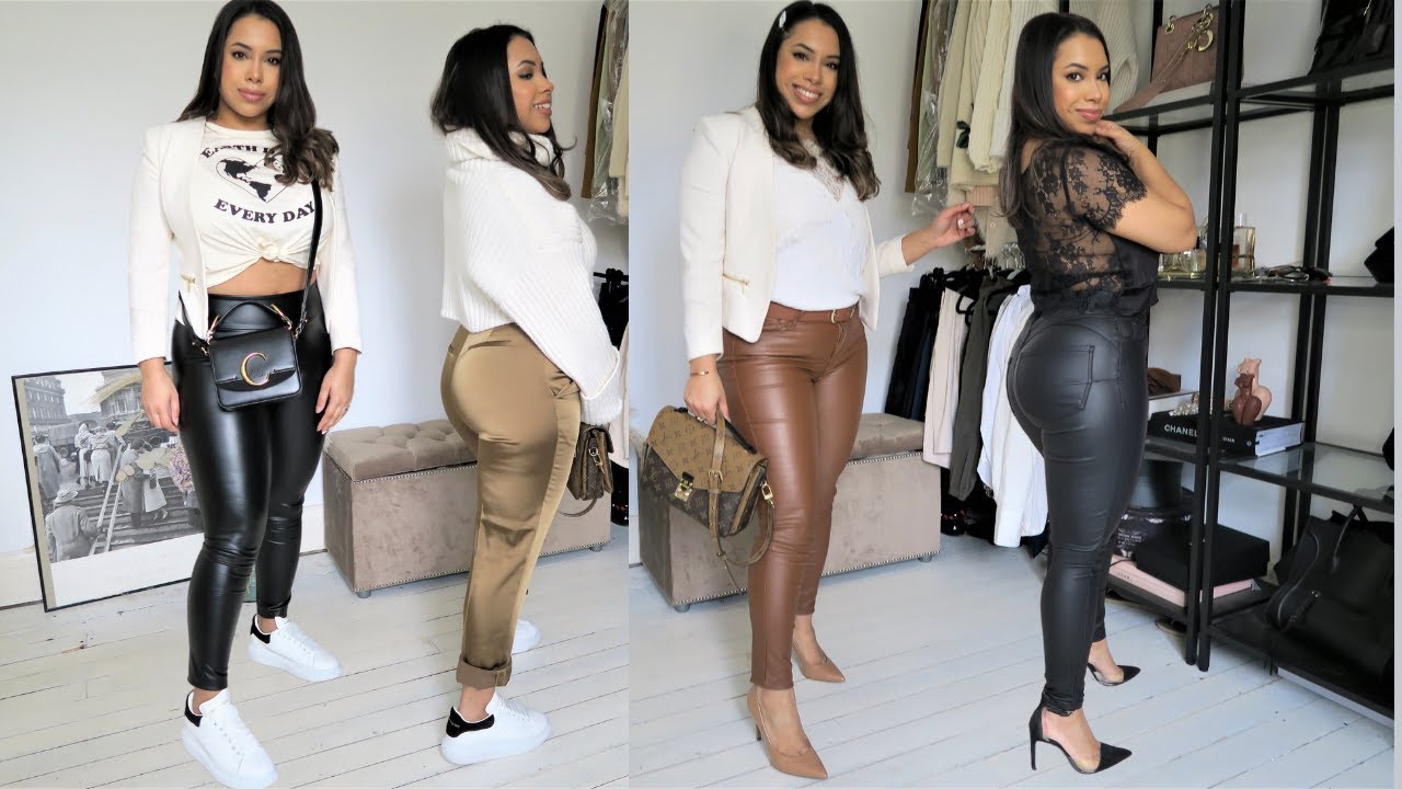 PETITE TROUSER HAUL | FAUX LEATHER | WAXED | SATIN | FAUX SUEDE | Rya Tee