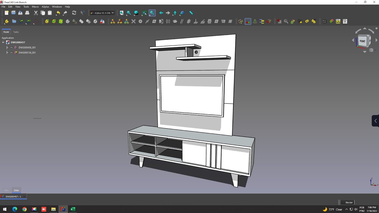 FreeCAD - Conjunto Rack para Sala