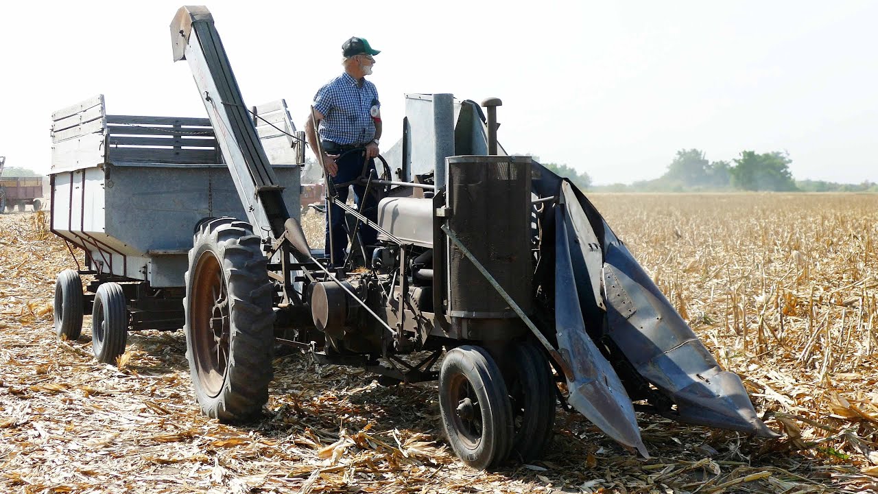 Special Built & Rare Tractor Corn Pickers on Work in The Field