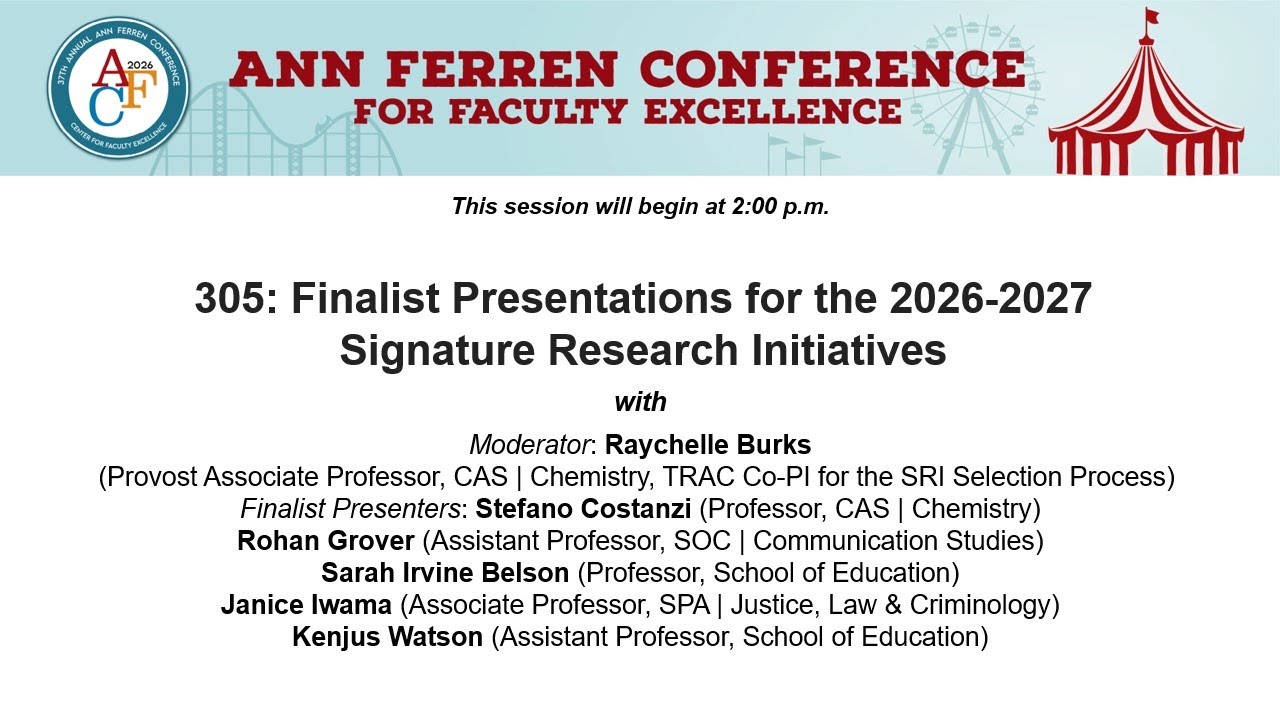 AFC 2026 Session 305: Finalist Presentations for the 2026-2027 Signature Research Initiatives