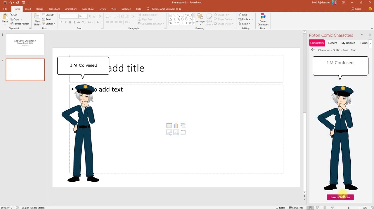 How to Add Comic Character in PowerPoint