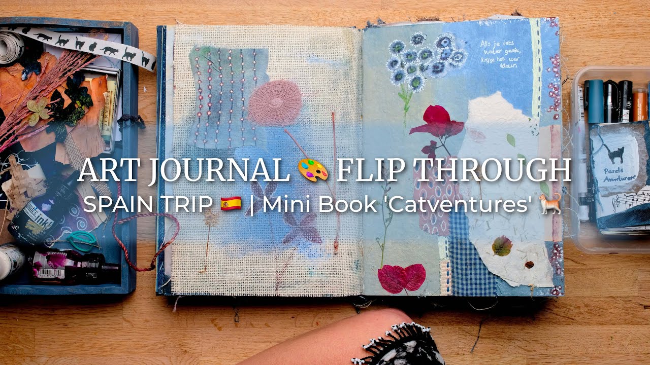 🎨 ART JOURNAL Flip Through | 'Spain Trip' 🇪🇦 & Mini Book 'Catventures' 🐈‍⬛