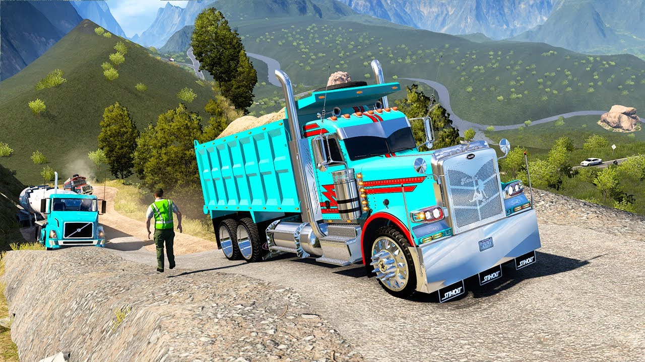 Volqueta Peterbilt 389 Bajando Una Monta&ntilde;a Extrema American Truck Simulator