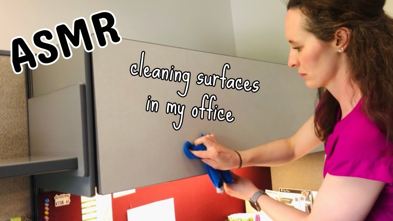 ASMR cleaning various surfaces in my office. Normal wiping speed + water sounds. (No talking) #asmr