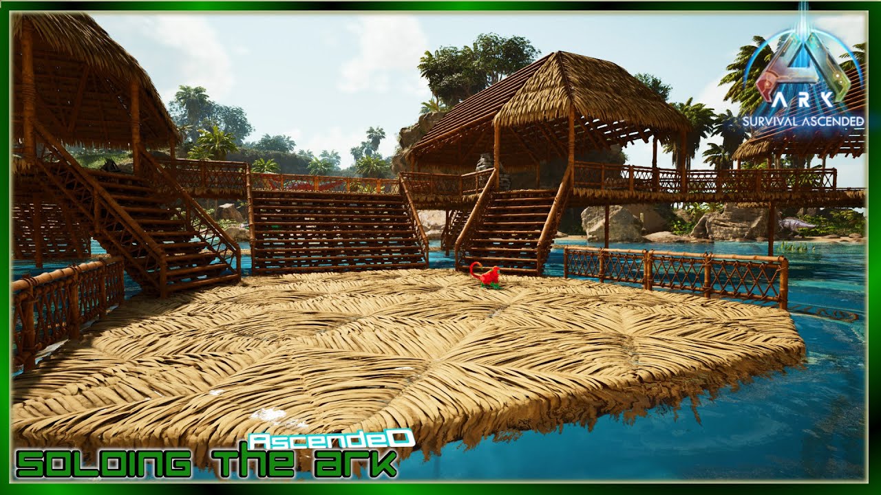 Floating Tiki Bar Base Build on Herbivore island - Soloing the Ark S2 E10