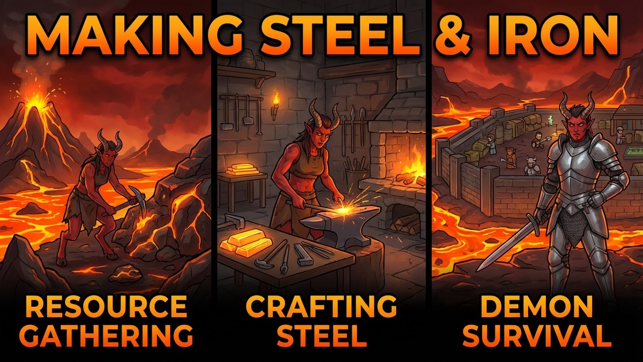 Making Steel and Iron :Demons Surviving in the Lava Fields  Rimworld Part 4