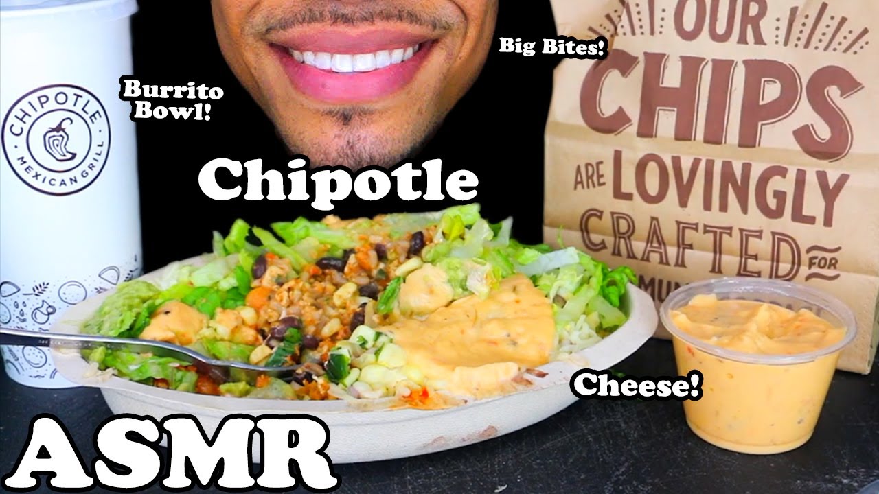EATING CHIPOTLE MUKBANG MEXICAN BOWL BIG BITES CHIPS GUACAMOLE BEANS JERRY ASMR NO TALKING MOUTH