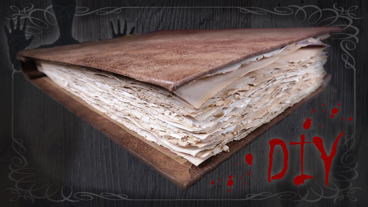 Scary DIY - How To Make a Faux Leather Antique Journal Book with Old Tea Dyed Deckle Edge Pages