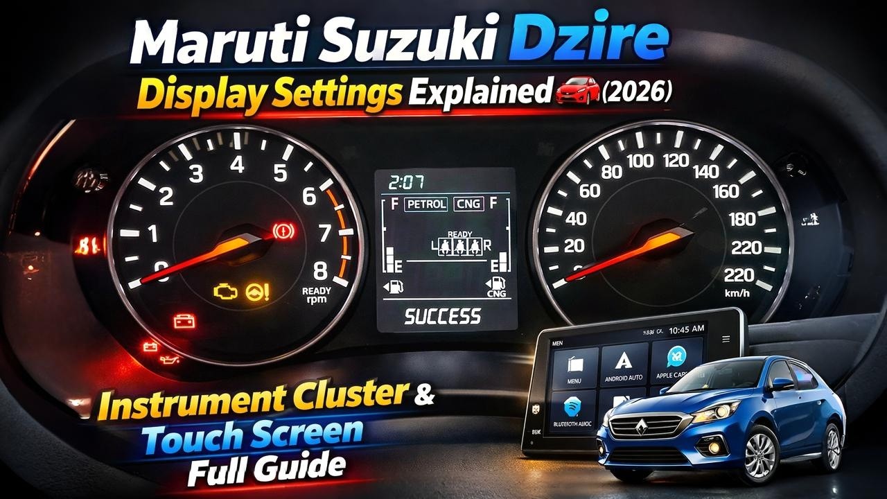Maruti Suzuki Dzire Display Settings Explained 🚗 | Instrument Cluster & Touch Screen Full Guide 2026