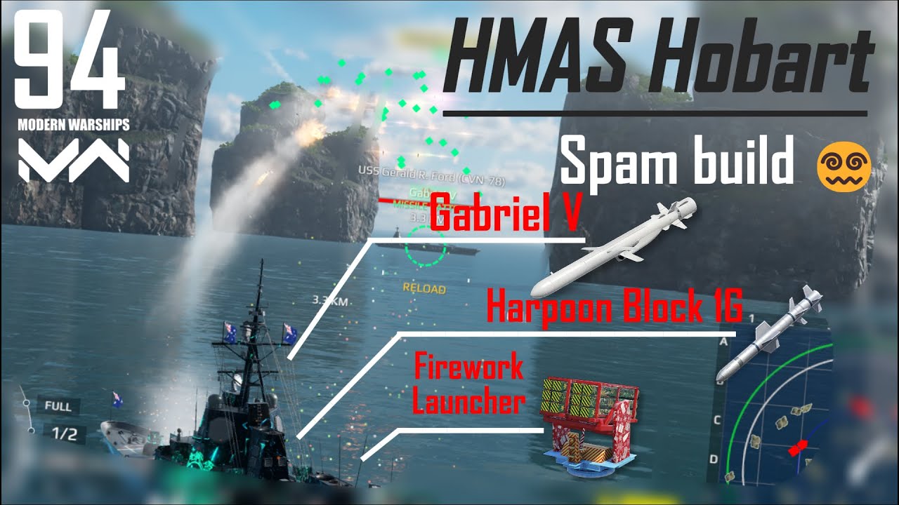 HMAS Hobart with Gabriel V + Firework launcher is insane spam! 💀 | Modern Warships Episode 94