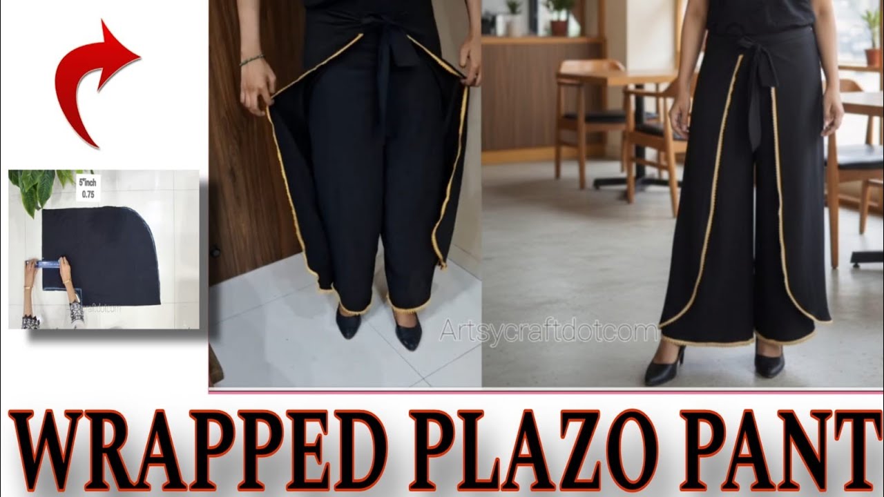 How to make wraped plazzo pant in easy way/wraped plazzo cutting and stitching tutorial 