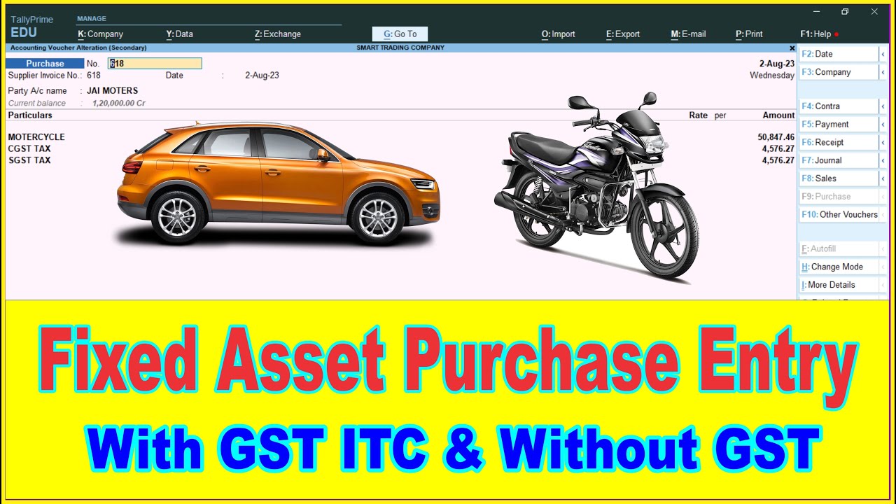 Tally Prime 3.0.1 Course | Fixed Assets Purchase Entry In Tally Prime | Bike Purchase in Tally Prime