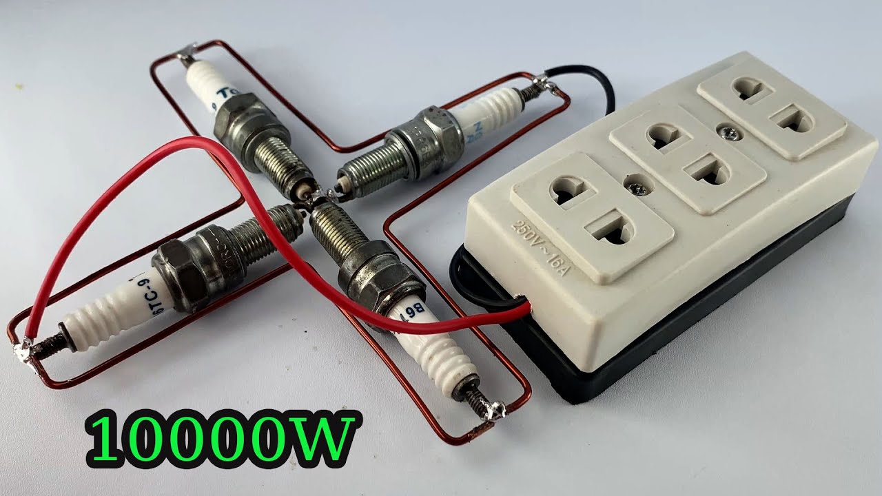 Easy create 10000w electricity energy free with copper wire use spark plug 100%