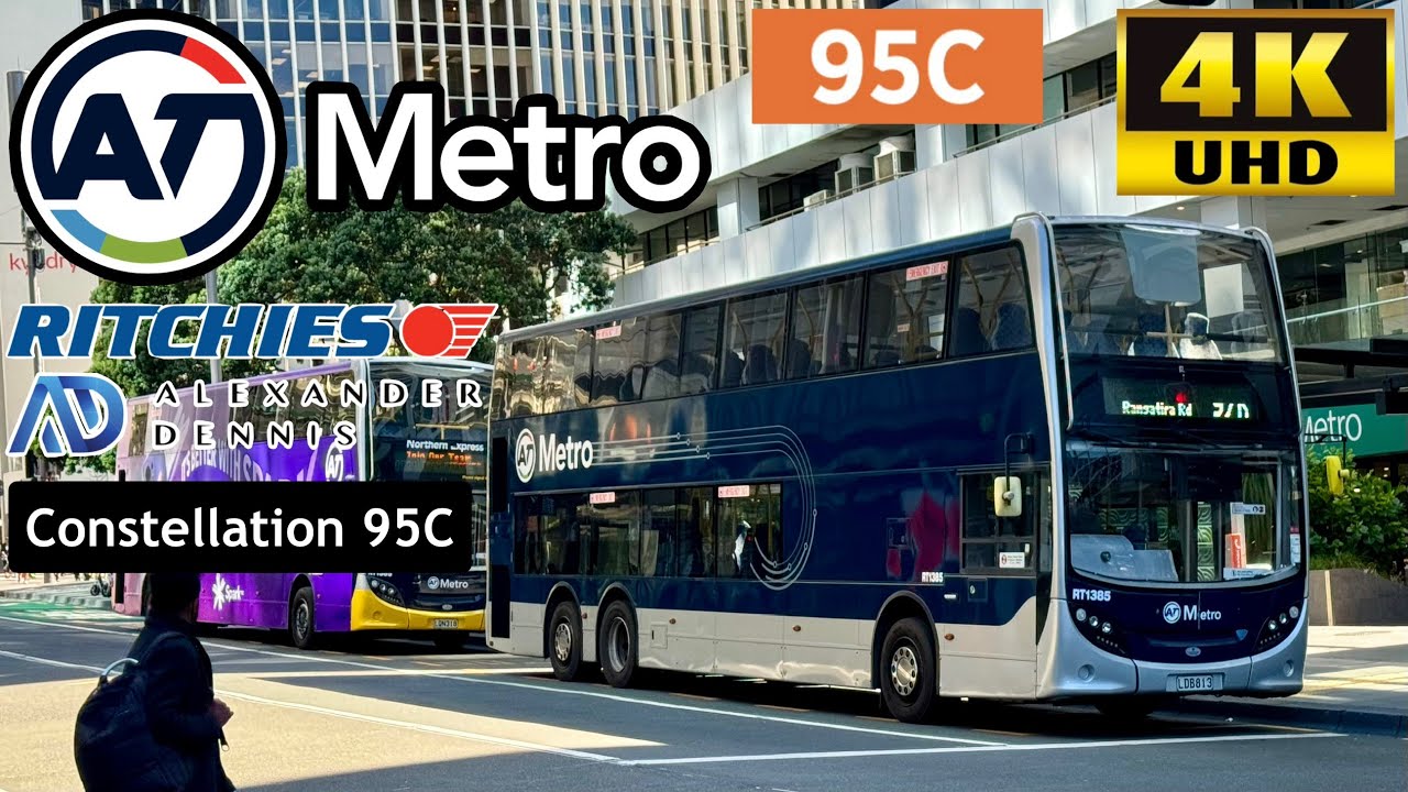 Auckland New Zealand bus ride City Centre Britomart to Constellation & Auckland Harbour Bridge 95C