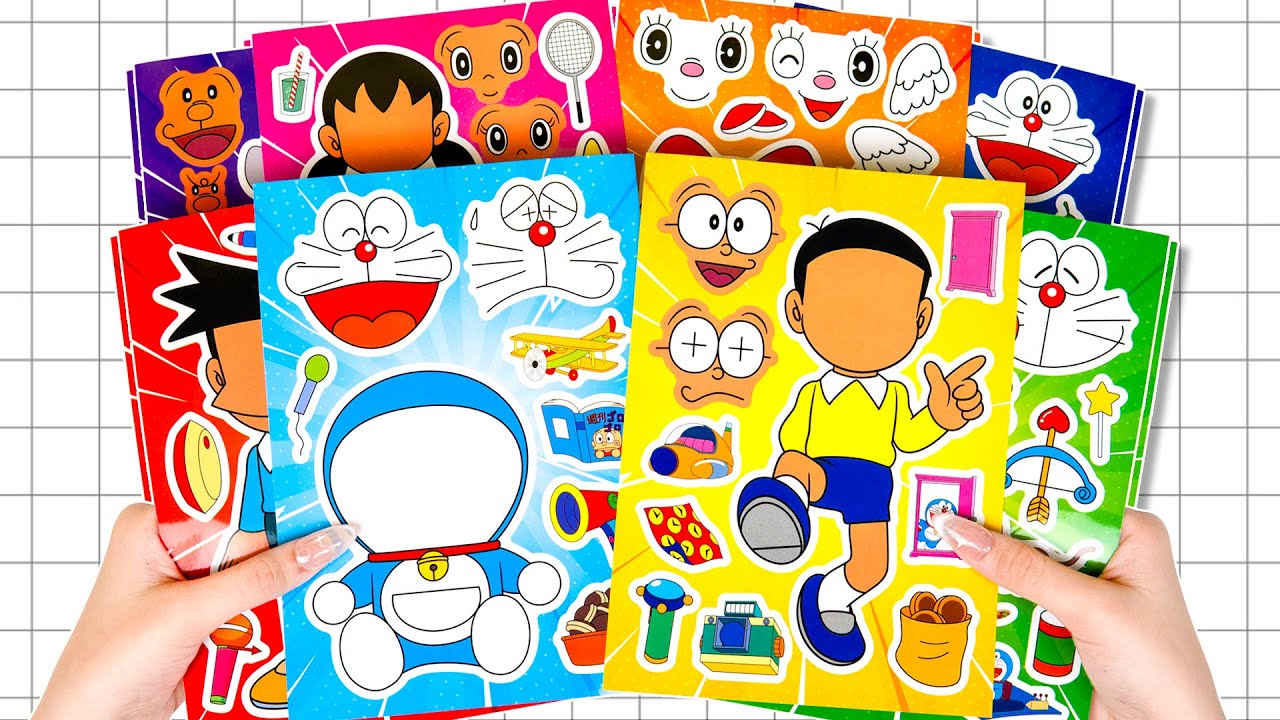 DORAEMON STICKER BOOK MAKEOVER | AMAZING FUN WITH DORAEMON, NOBITA, SHIZUKA & FRIENDS!